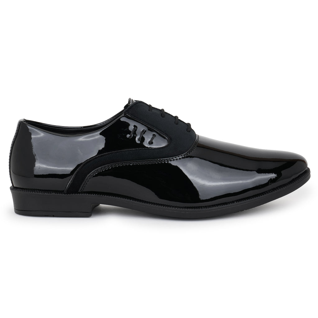 CLASSIC PATENT VELVET DERBY - BLACK