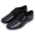 CLASSIC PATENT VELVET DERBY - BLACK