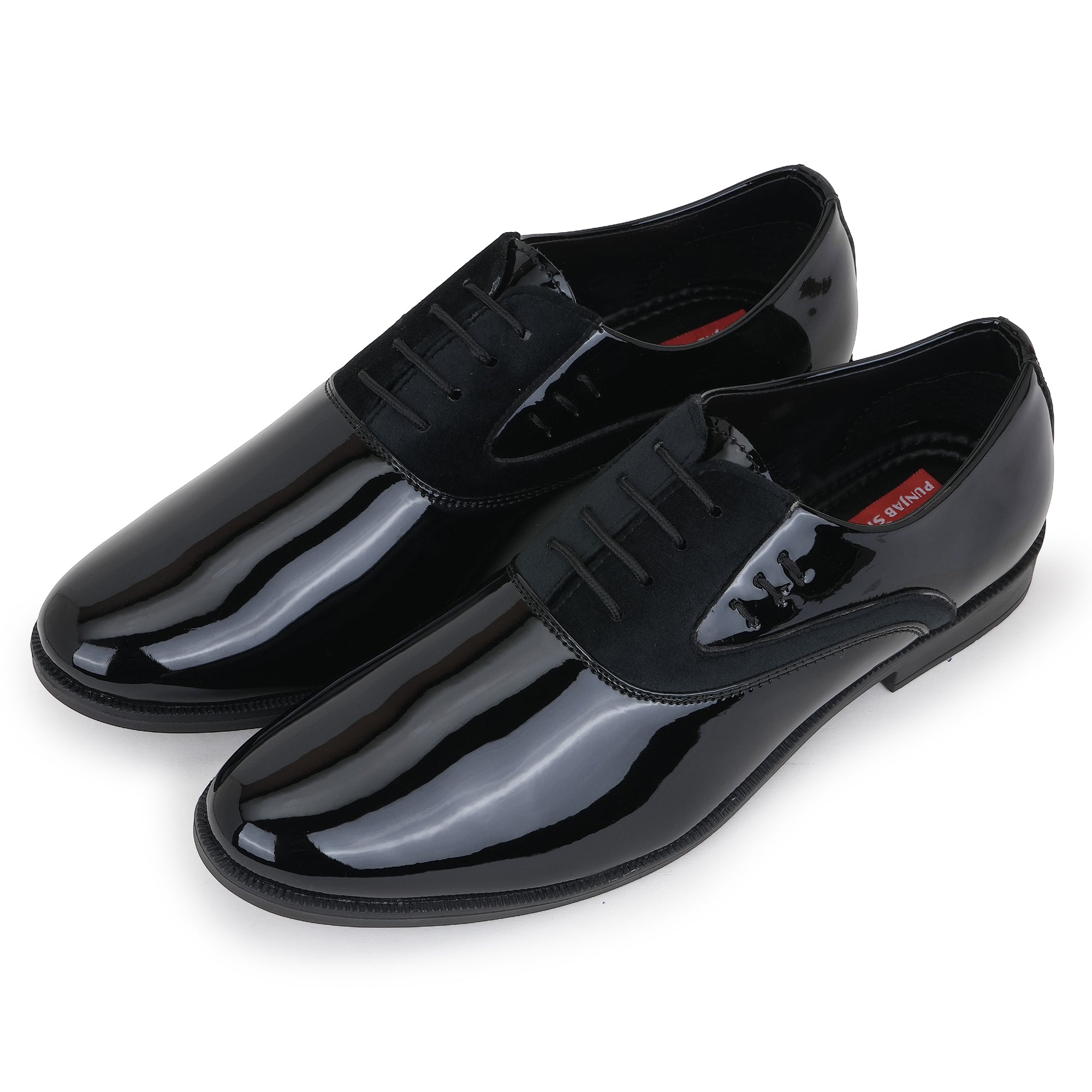 CLASSIC PATENT VELVET DERBY - BLACK