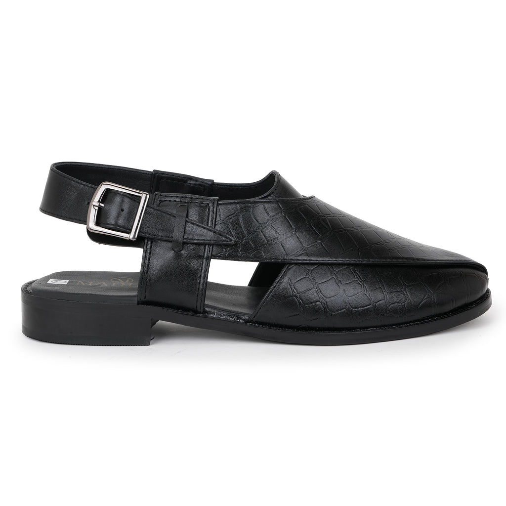 CROCODILE PRINT PESHAWRIS - BLACK