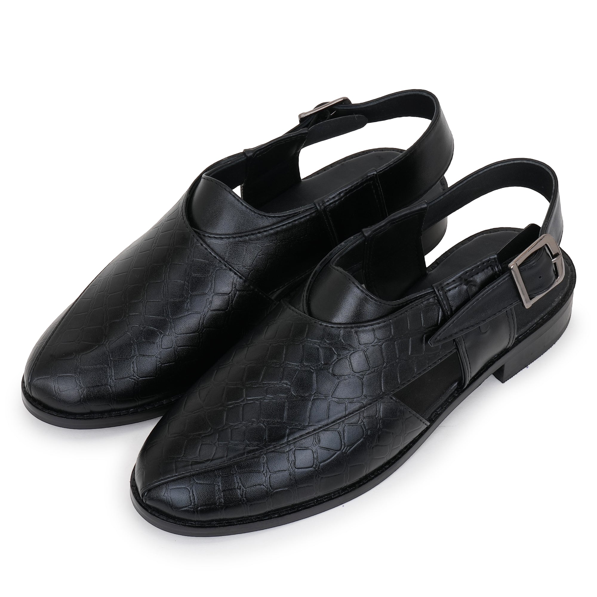 CROCODILE PRINT PESHAWRIS - BLACK