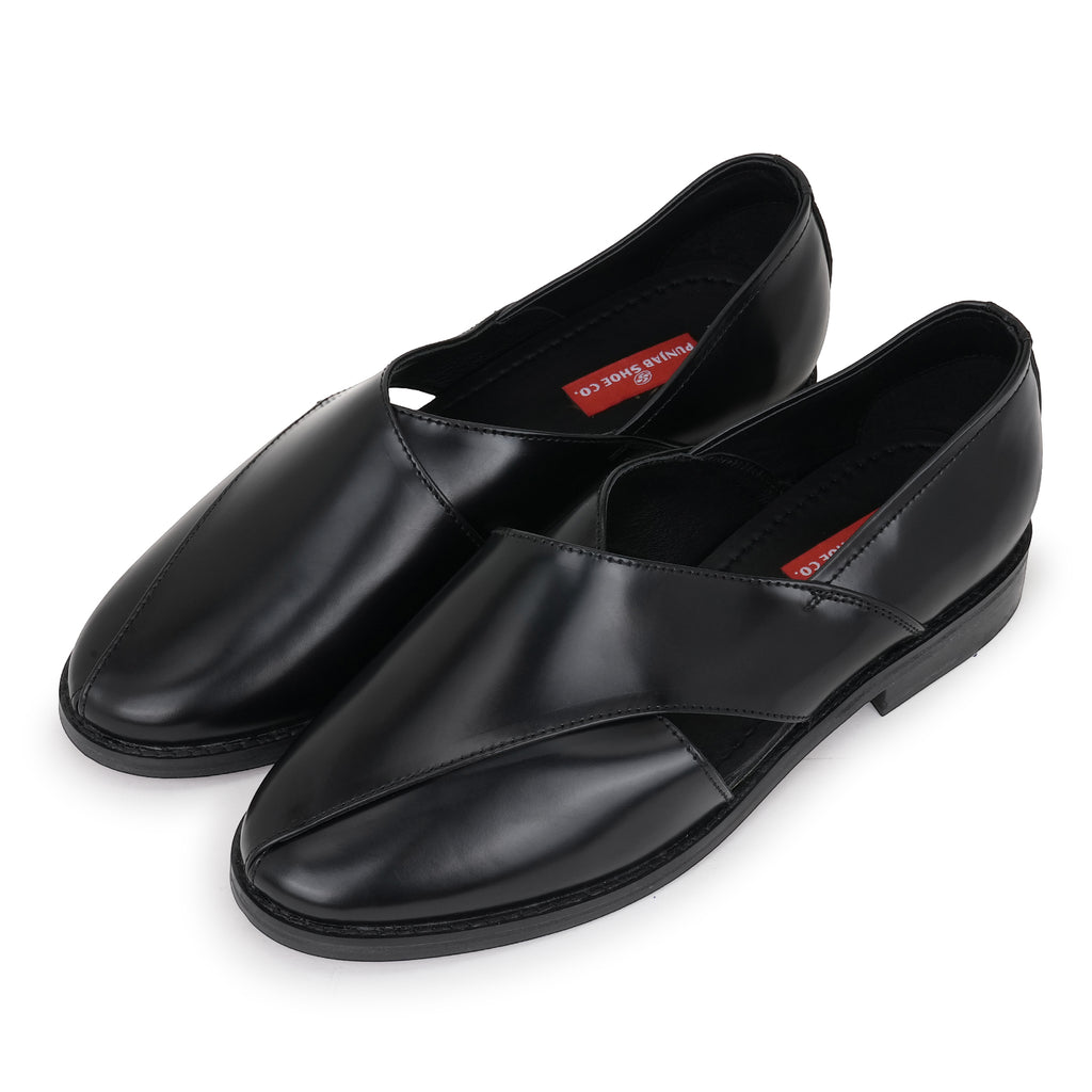 LEATHER SOLE PESHAWRI AEDHA BANDH SANDALS - BLACK