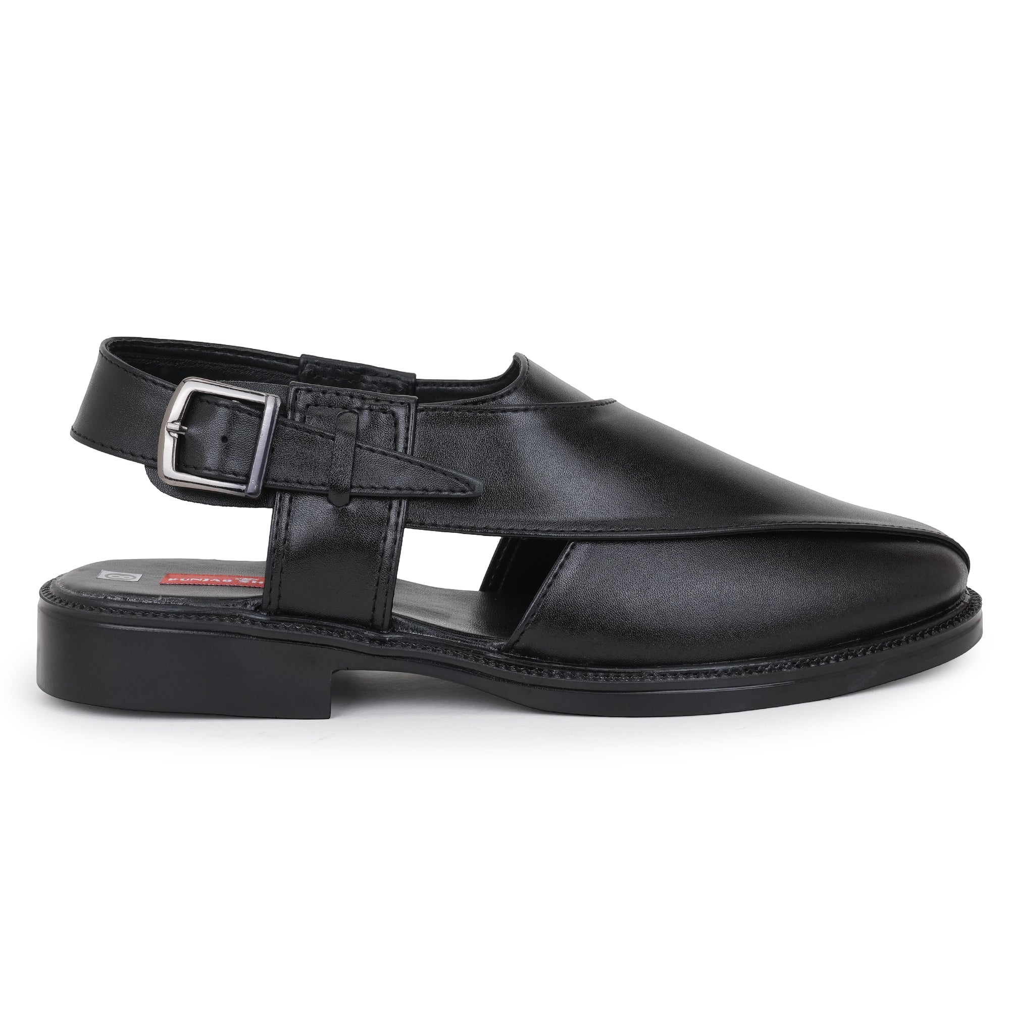 NON LEATHER PESHAWARI BELT SANDALS - BLACK