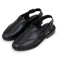 NON LEATHER PESHAWARI BELT SANDALS - BLACK