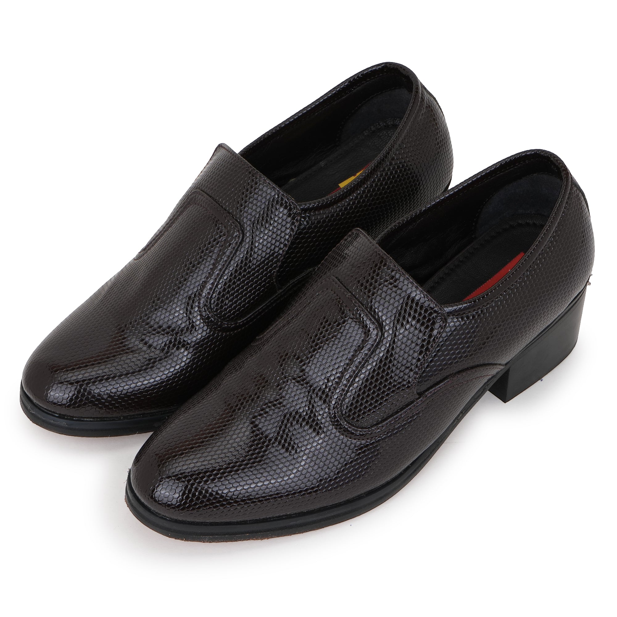 LUSTROUS CUBAN HEEL MOCCASIONS - BROWN