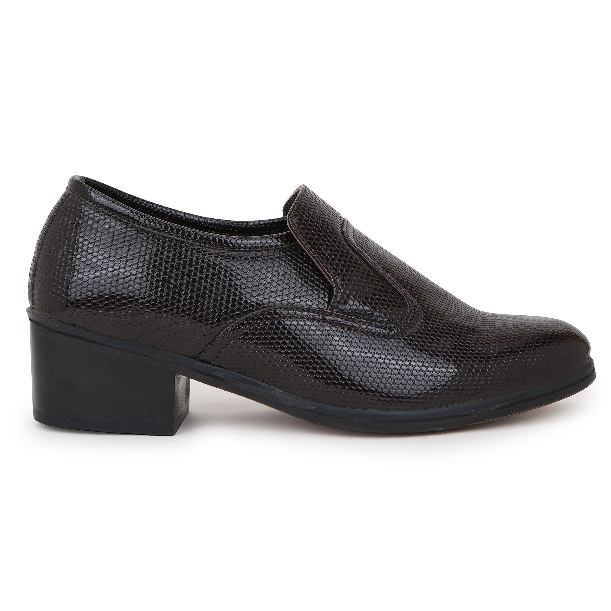 LUSTROUS CUBAN HEEL MOCCASIONS - BROWN