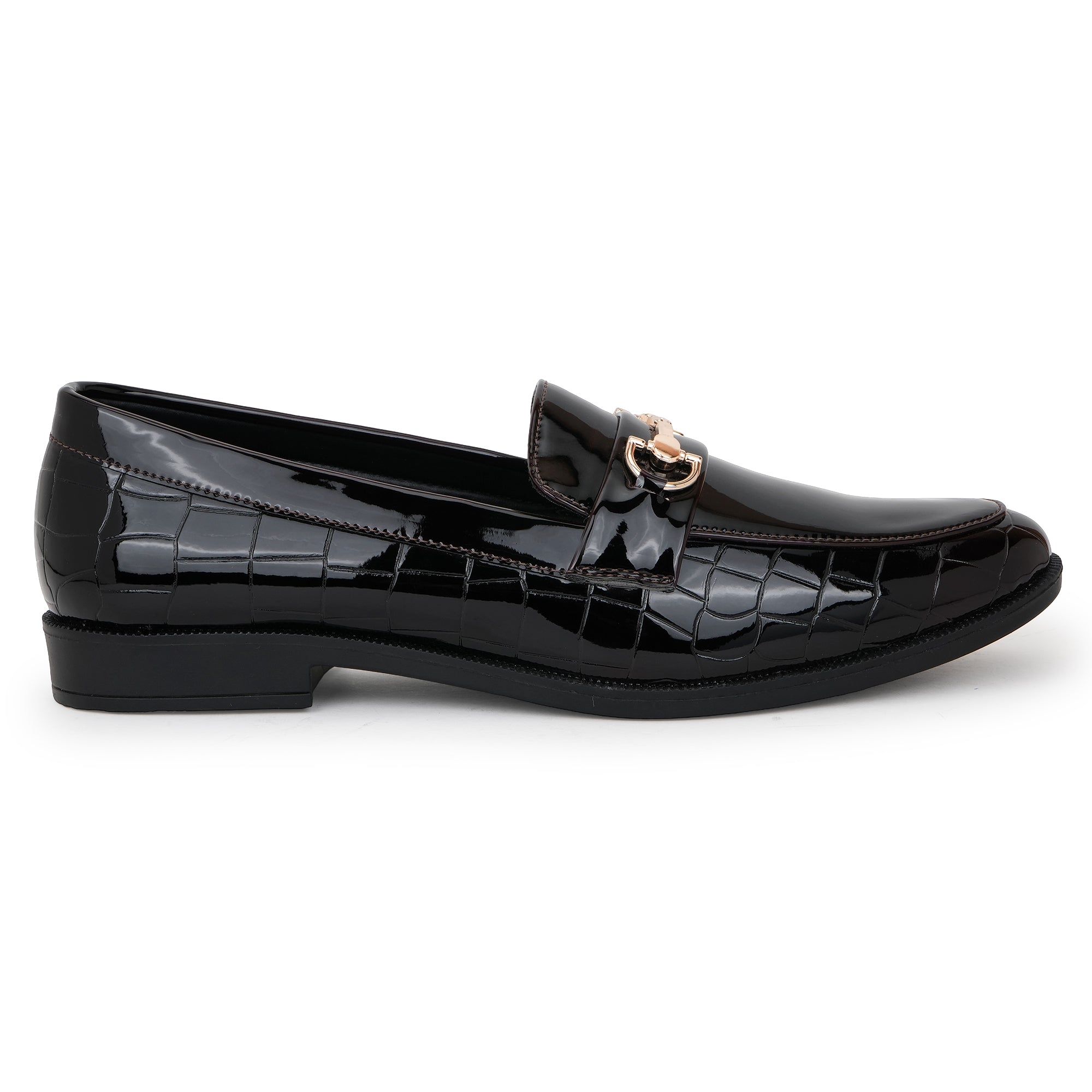 REGAL CROCO TEXTURED BIT LOAFERS - CHERRY
