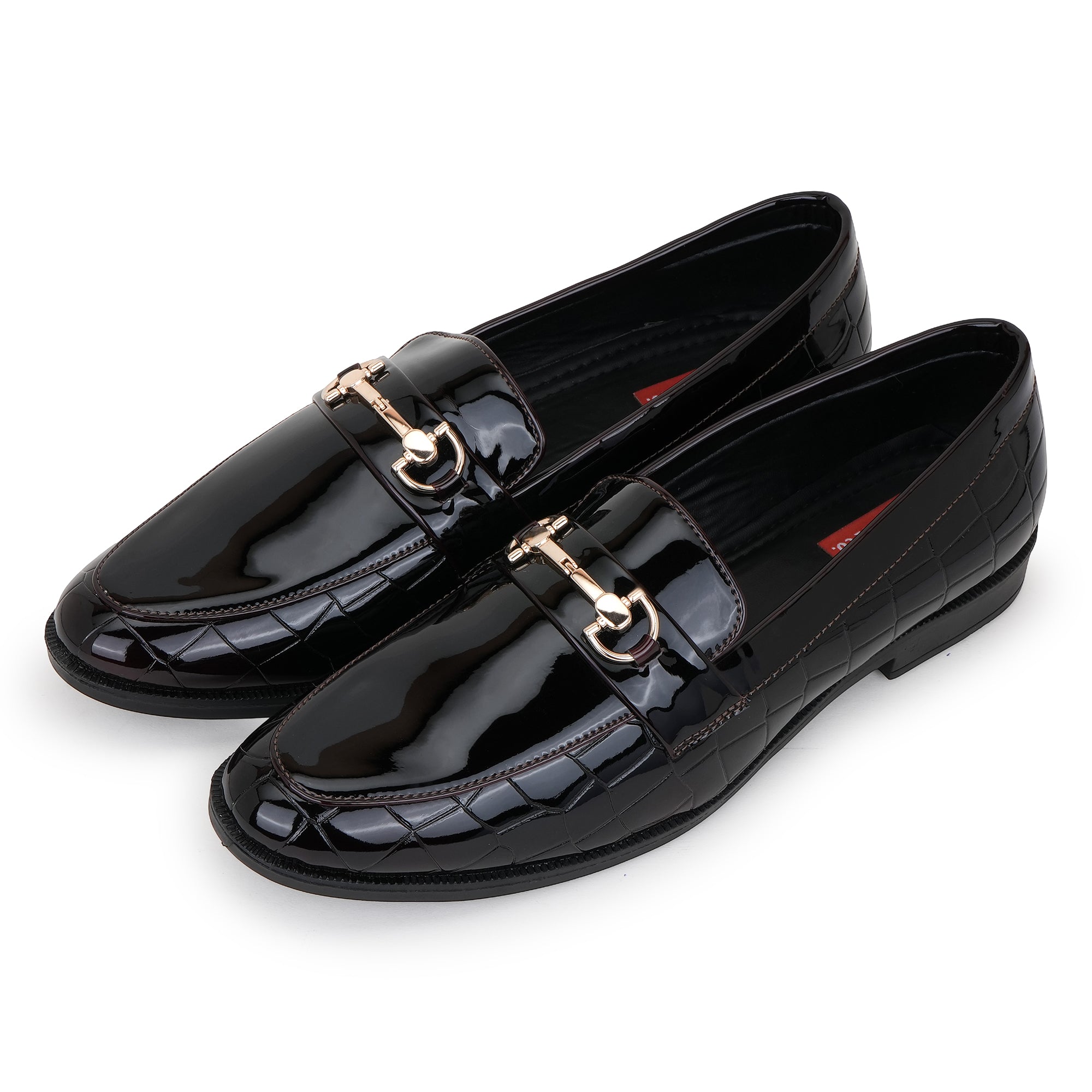 REGAL CROCO TEXTURED BIT LOAFERS - CHERRY
