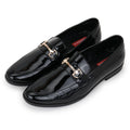 REGAL CROCO TEXTURED BIT LOAFERS - BLACK