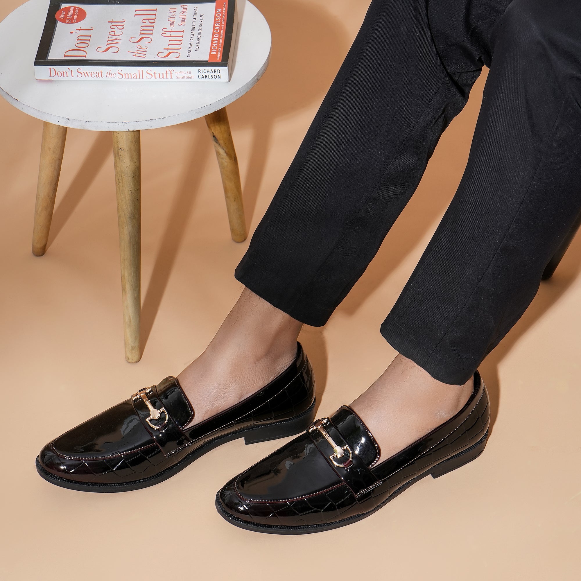 REGAL CROCO TEXTURED BIT LOAFERS - CHERRY