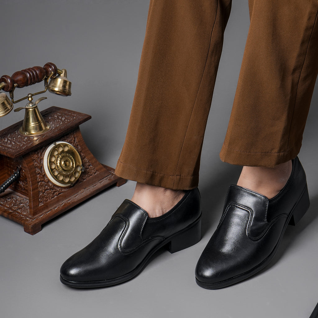 EXECUTIVE CUBAN HEEL MOCCASIONS - BLACK