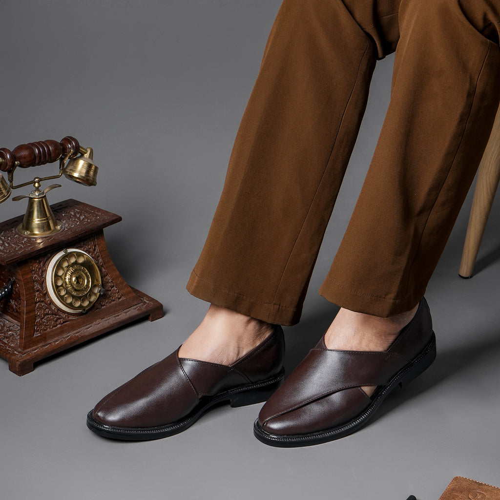 NON LEATHER PESHAWARI AEDA BANDH - BROWN