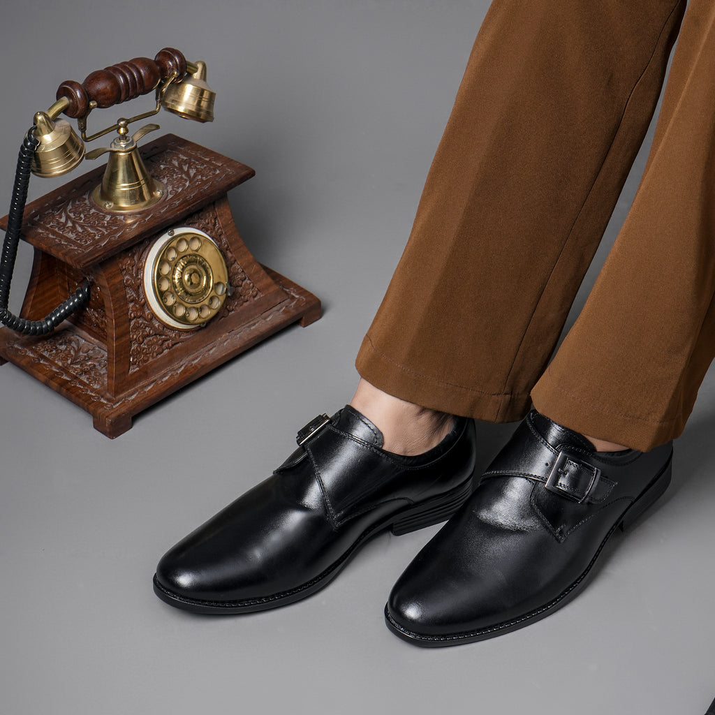 CLASSIC LEATHER SINGLE MONK STRAP - BLACK
