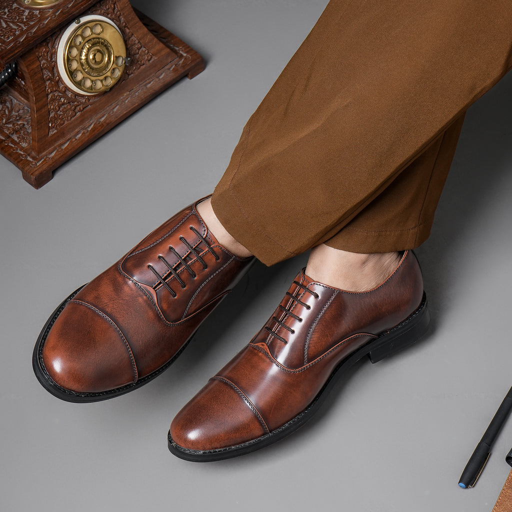 LEATHER SOLE OXFORDS - TAN BRUSH-OFF