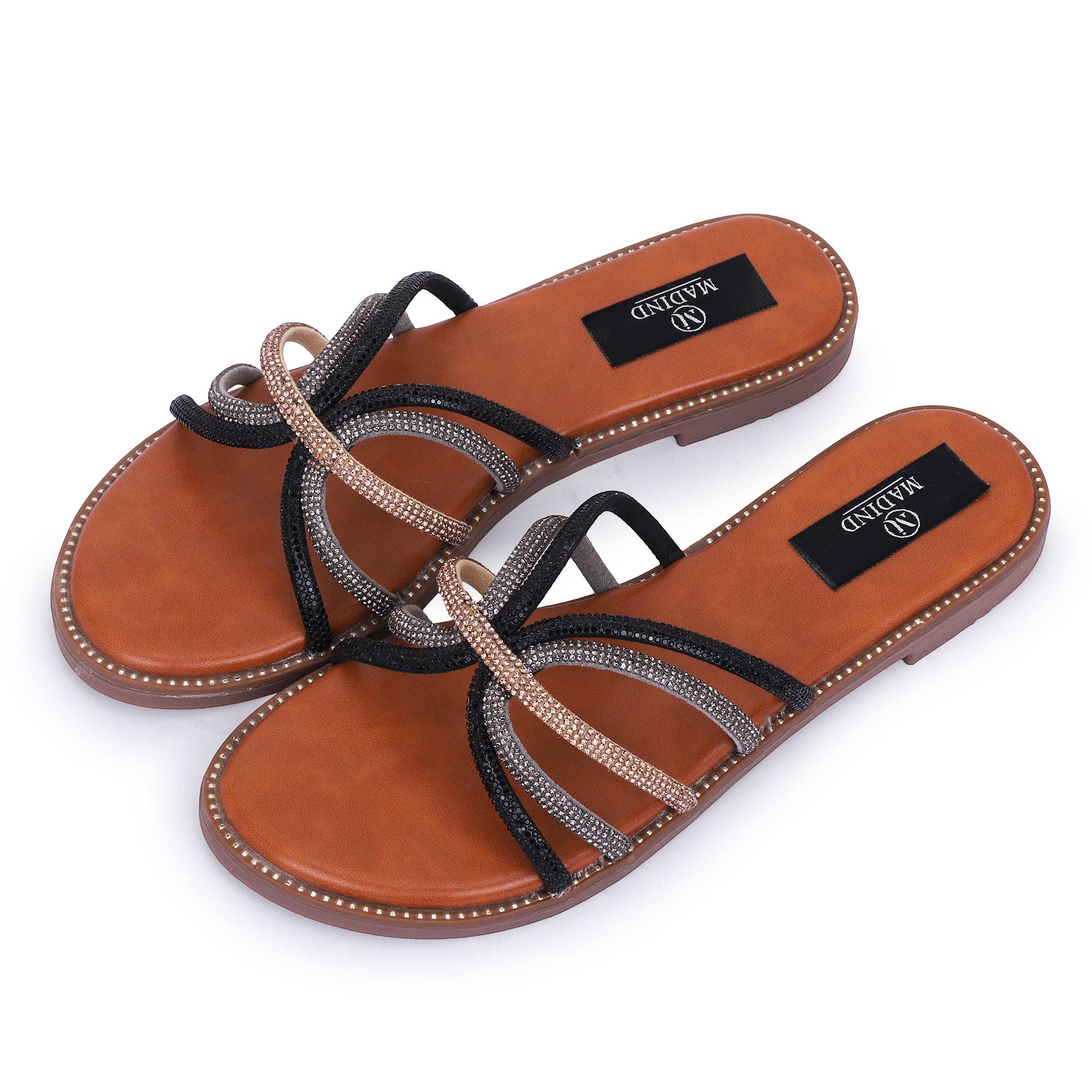 ELEGANT BRAIDED SLIP-ON FLATS - BLACK