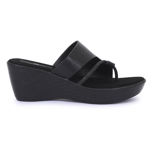 CRYSTAL LOOP WEDGE HEELS - BLACK