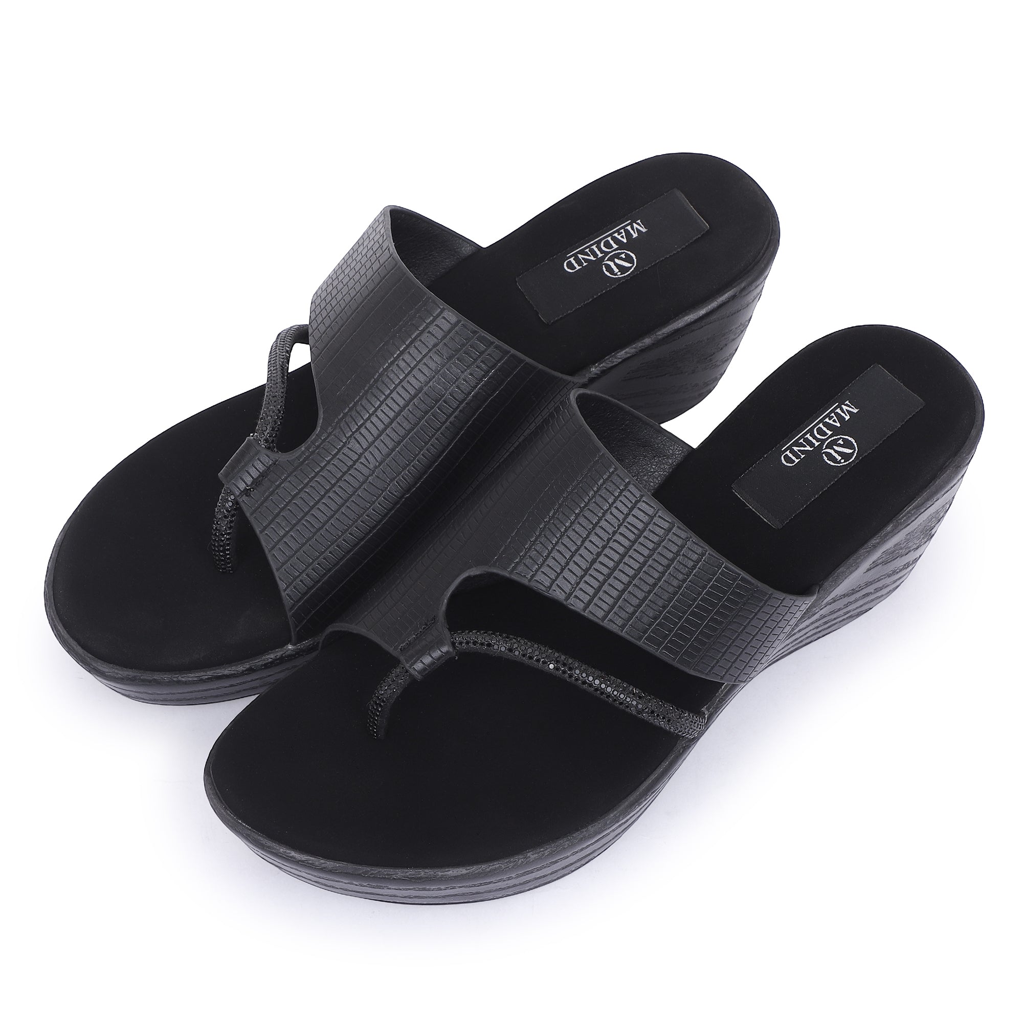 CRYSTAL LOOP WEDGE HEELS - BLACK