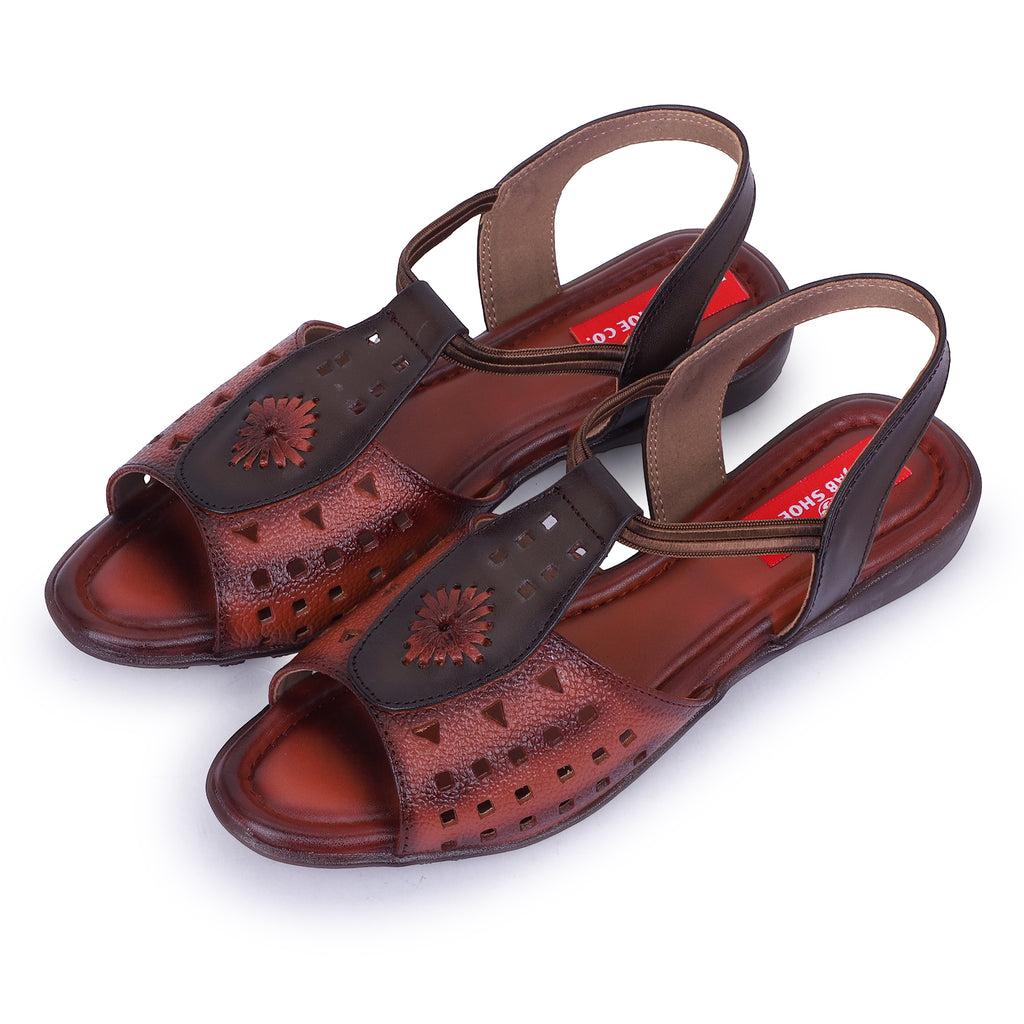 BLOSSOM COMFORT LEATHER SANDALS - TAN