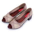 ELEGANT PEEP TOE COMFORT HEELS - CREAM