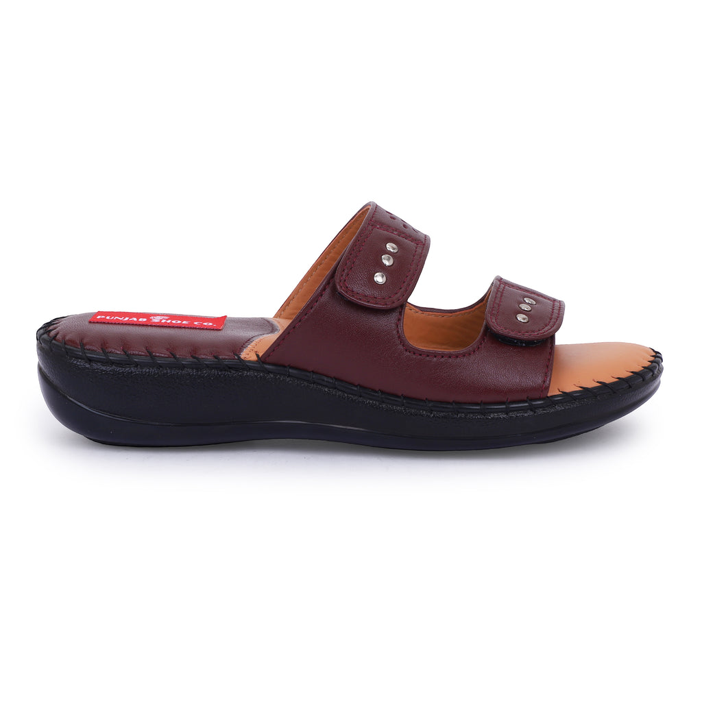 DOCTOR SOLE DUAL STRAP COMFORT SLIPPERS - CHERRY