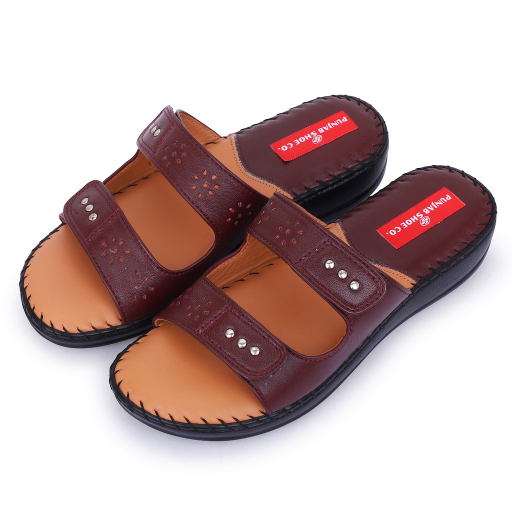 DOCTOR SOLE DUAL STRAP COMFORT SLIPPERS - CHERRY