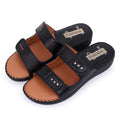 DOCTOR SOLE DUAL STRAP COMFORT SLIPPERS - BLACK