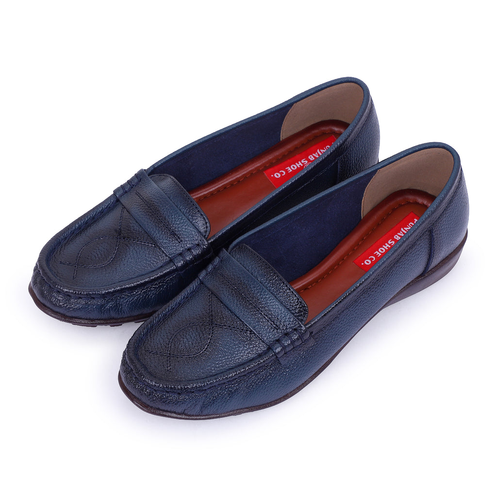 CRIMSON MILLED LEATHER LOAFERS - NAVY