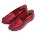 CRIMSON MILLED LEATHER LOAFERS - RED