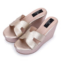 LUXE H CUTOUT PLATFORM WEDGE SLIPPER - GOLD