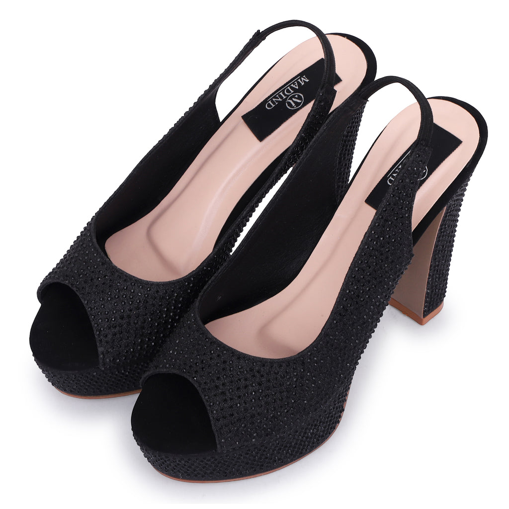 DIAMOND DAZZLE STILETTO HEELS - BLACK