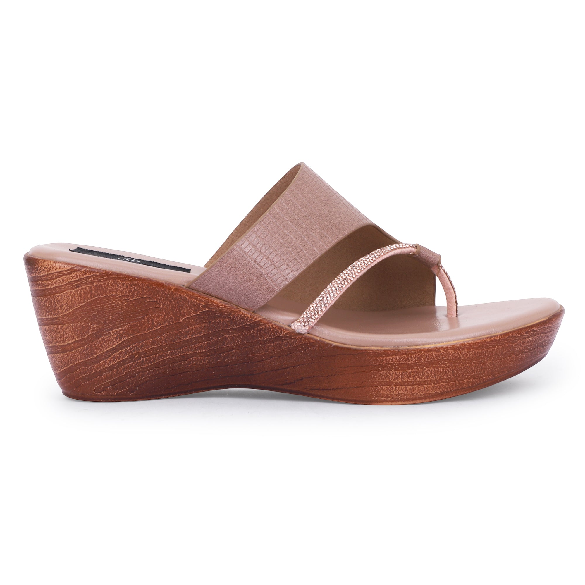 CRYSTAL LOOP WEDGE HEELS - NUDE