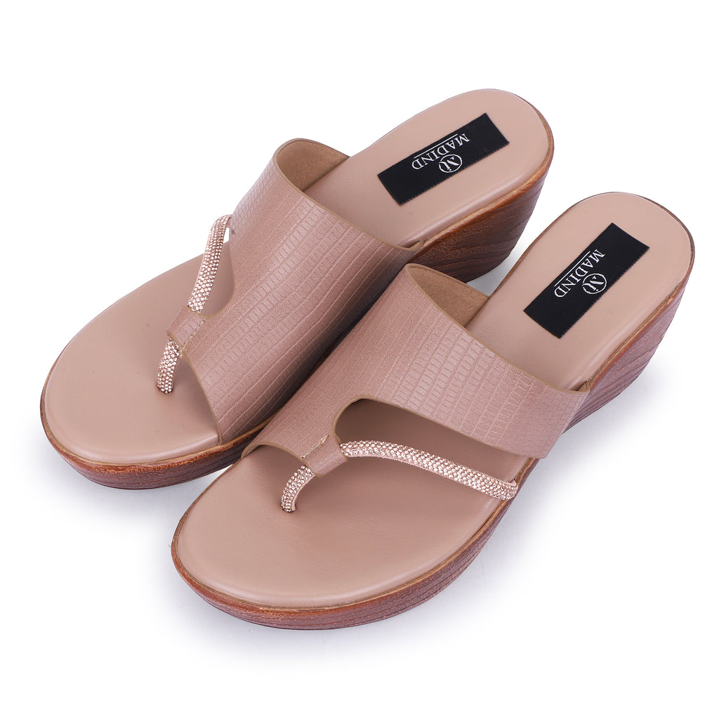 CRYSTAL LOOP WEDGE HEELS - NUDE