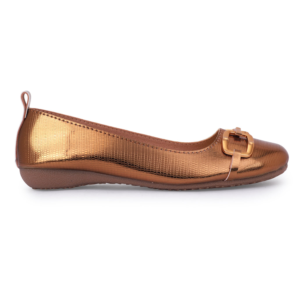 TIMELESS CHIC METAL BIT BALLERINAS - COPPER