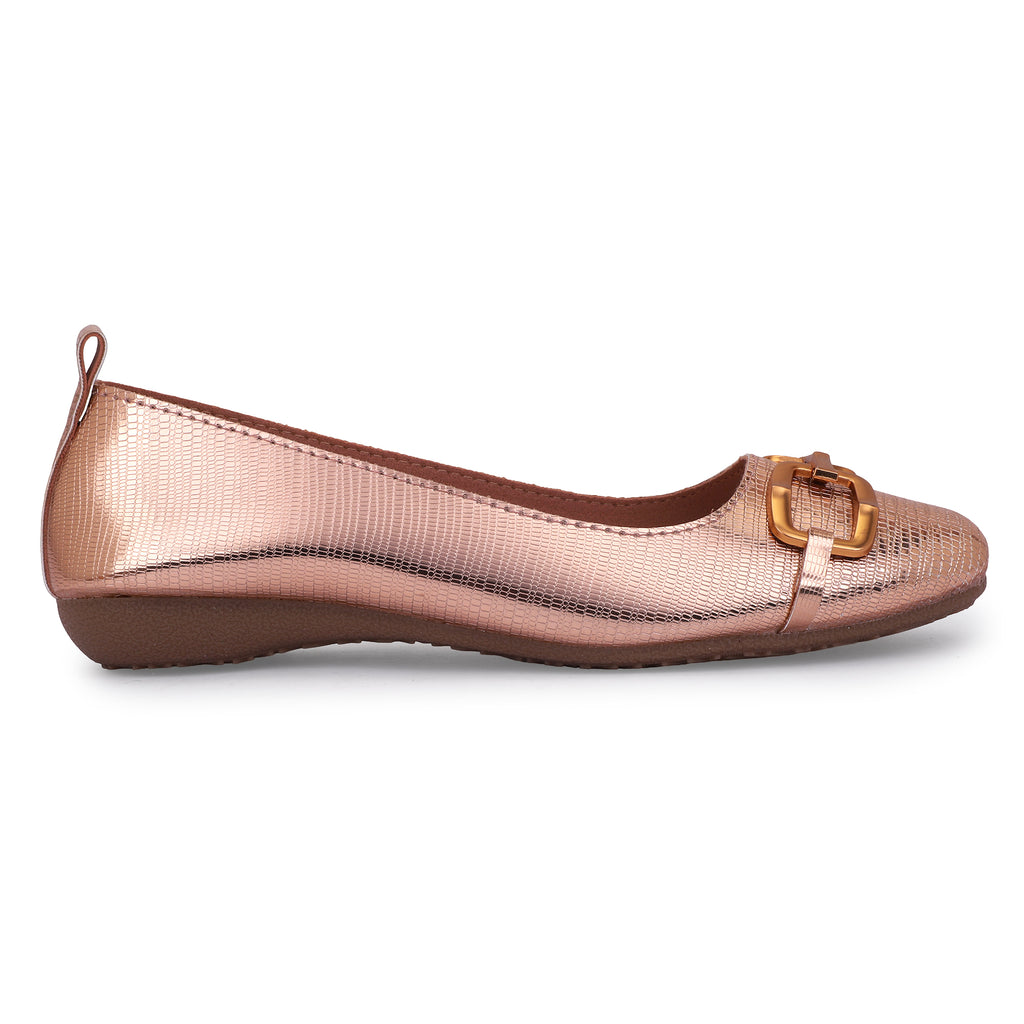 TIMELESS CHIC METAL BIT BALLERINAS - ROSE GOLD