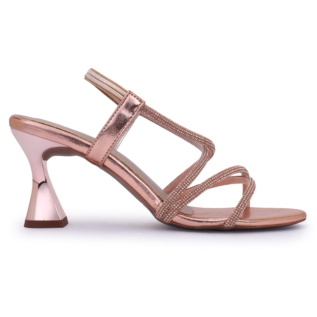 GLAM SPIRAL STRAP DRESS SANDALS - ROSE GOLD